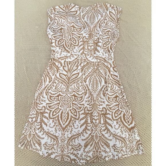 Ann Taylor LOFT Sheath Shirt Dress Sz 4P Linen Blend Button Front Paisley Beige - Picture 9 of 9